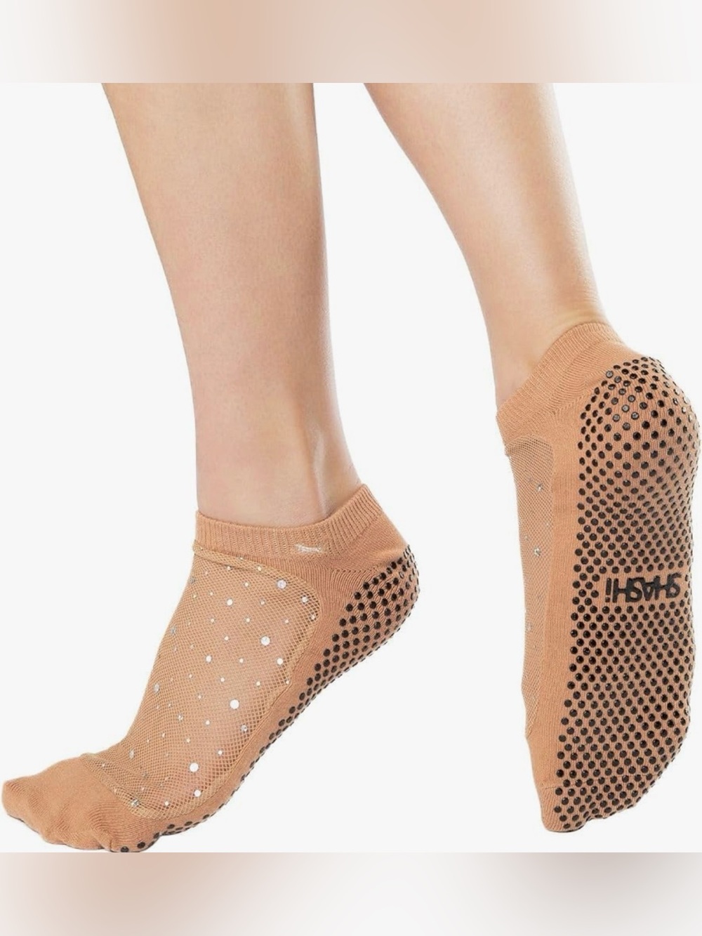Shashi Grip Low-Cut Non-Slip Socks Nude mesh Sparkle